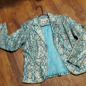 Lightweight metallic snake print blazer jacket EUC